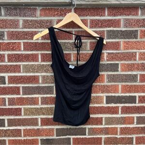 Cotton On Black Plunge Ruched Sleeveless Open Back Tank Top Jacket